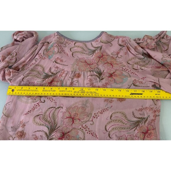 Sundance Blouse Top Women's Small S Pink Floral Beaded Sequined 100% Silk Boho - Picture 5 of 7